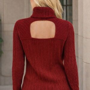 NWT Olivia Sky Cableknit open keyhole back sweater size small